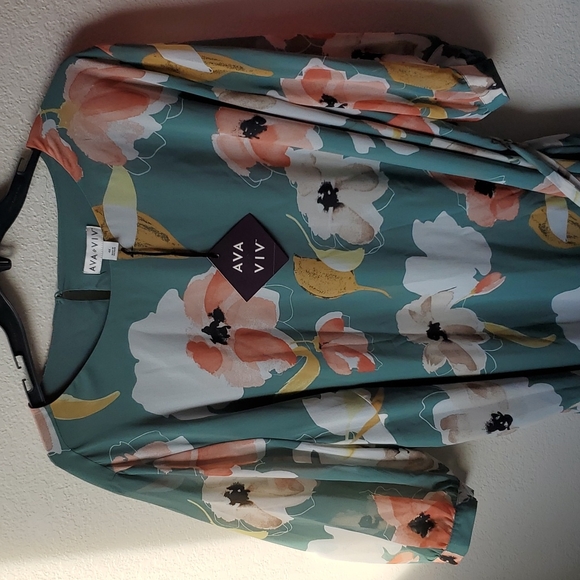 Plus size 💼 Floral Dress, has half sleeves by Ava Viv NWT New 🆕️ - Picture 3 of 6